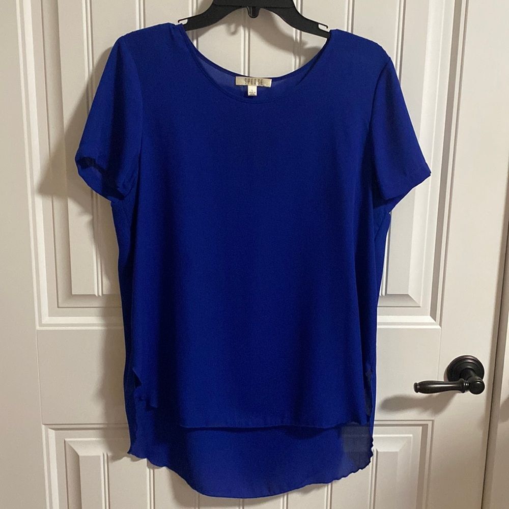 A86 Spense Top Sz. L Royal Blue EUC Blouse